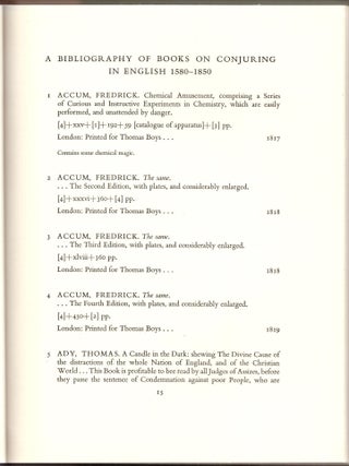 A Bibliography of Books on Conjuring in English from 1580 to 1850
