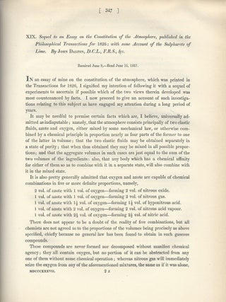 Item #27485 "Sequel to an Essay on the Constitution of the Atmosphere."(Philosophical...
