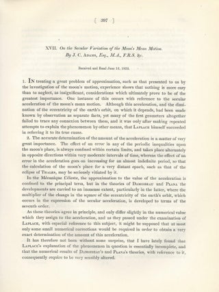 Item #27529 "On the Secular Variation of the Moon's Mean Motion" (Philosophical Transactions of...