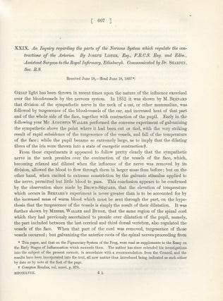 Item #27537 INFLAMMATION: "An Inquiry Regarding the Parts of the Nervous System Which Regulate...