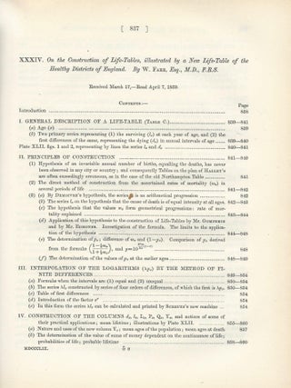 Item #27540 COMPUTERS & MEDICAL STATISTICS: “On the Construction of Life-Tables, Illustrated...
