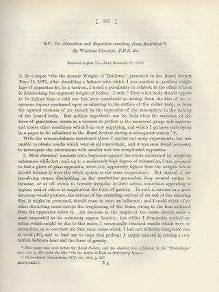 Item #27563 "On Attraction and Repulsion Resulting from Radiation" (Philosophical Transactions of...