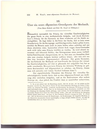 Item #27618 PRINCIPLE OF LEAST CONSTRAINT: “Über ein neues allgemeines Grundgesetz der...
