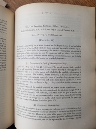 Item #28793 FIRST PHOTOGRAPHS OF THE SOLAR SPECTRUM IN THE INFRARED: "Colour Photometry." & "The...
