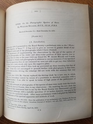 Item #29096 STELLAR SPECTRUM PHOTOGRAPHY: "On the Photographic Spectra of Stars." (Philosophical...