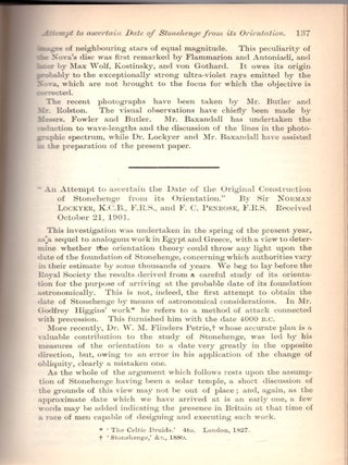 Item #29130 ACCURATE PREDICTION OF STONEHENGE DATE: “An Attempt to Ascertain the Date of the...