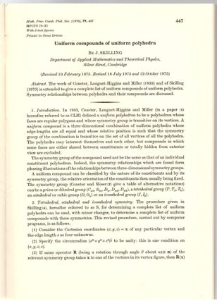 Item #29145 "Uniform compounds of uniform polyhedra" (Mathematical Proceedings of the Cambridge...