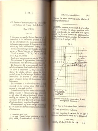 Item #29149 DISCOVERY OF THE LED. "Luminous Carborundum Detector and Detection Effect and...