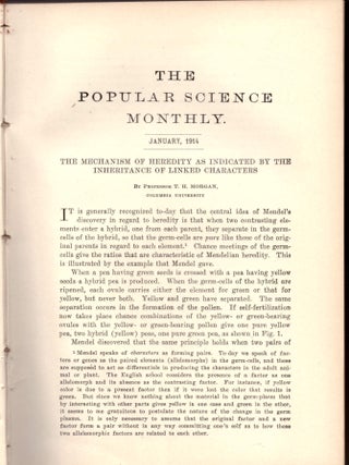 Item #29168 "The Mechanism of Heredity as Indicated by the Inheritance of Linked Characters"...