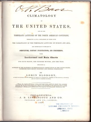 Item #30238 Climatology of the United States and of the Temperate Latitudes of the North American...
