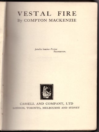 Item #30698 Vestal Fire. Compton Mackenzie