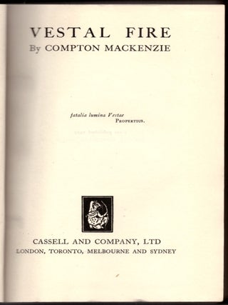 Item #30699 Vestal Fire. Compton Mackenzie