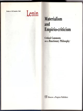 Item #30860 Materialism and Empirio-criticism: Critical Comments on a Reactionary Philosophy....